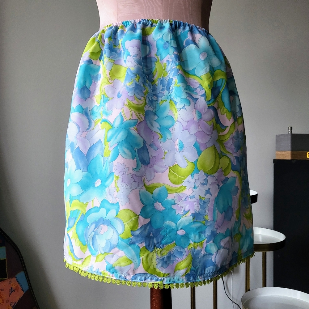 Handmade Half Slip Skirt in Vintage Watercolor S